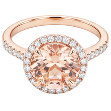 Afbeelding in Gallery-weergave laden, Morganiet en Natuurlijke echte diamanten ( niet in een laboratorium gekweekt ) ronde geslepen ring van 11,50 ct rosé goud 14k
