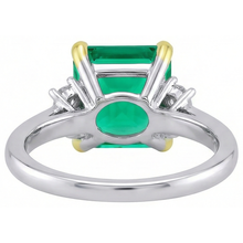 Afbeelding in Gallery-weergave laden, Asscher Fijne Smaragd ring in Bicolor 14K Goud – bovenaanzicht
