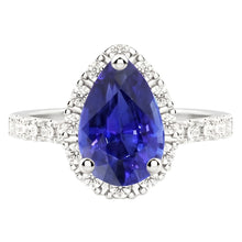 Afbeelding in Gallery-weergave laden, Druppelvormig Korenbloem Saffier ring in 14K Witgoud – hoekaanzicht
