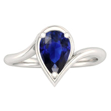 Afbeelding in Gallery-weergave laden, Korenbloem Saffier Sieraadsteen Ring 1,50-karaat White Gold – hoekaanzicht
