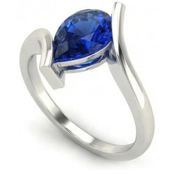 Gekleurde Steen Ring 14K Witgoud met Korenbloem Saffier – 1,50