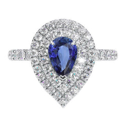 Luxe Blauwe Saffier Edelsteen Ring – 4 karaat 14K Witgoud