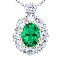 GIA Gekeurd Steen Halsketting – Smaragd 6 karaat Bicolor 14K Goud