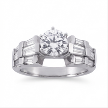 Afbeelding in Gallery-weergave laden, Natuurlijk 3 karaat Ronde en Baguettes Diamanten Jubileum Ring Wit Goud 14K

