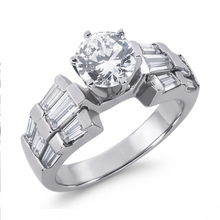 Afbeelding in Gallery-weergave laden, Natuurlijk 3 karaat Ronde en Baguettes Diamanten Jubileum Ring Wit Goud 14K
