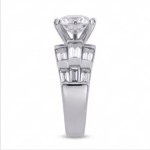 Afbeelding in Gallery-weergave laden, Natuurlijk 3 karaat Ronde en Baguettes Diamanten Jubileum Ring Wit Goud 14K
