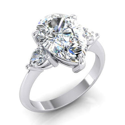 Natuurlijk Diamant 3 Stenen Peer Verlovingsring 3,30 ct. Wit Goud 14K