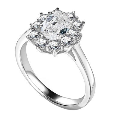 Natuurlijk Kussen Old Mine Cut Diamond Halo Ring Bloemstijl 2,50 karaat