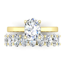 Afbeelding in Gallery-weergave laden, Natuurlijk Ovale Diamanten Ringset Voor Dames Geel Goud 14K
