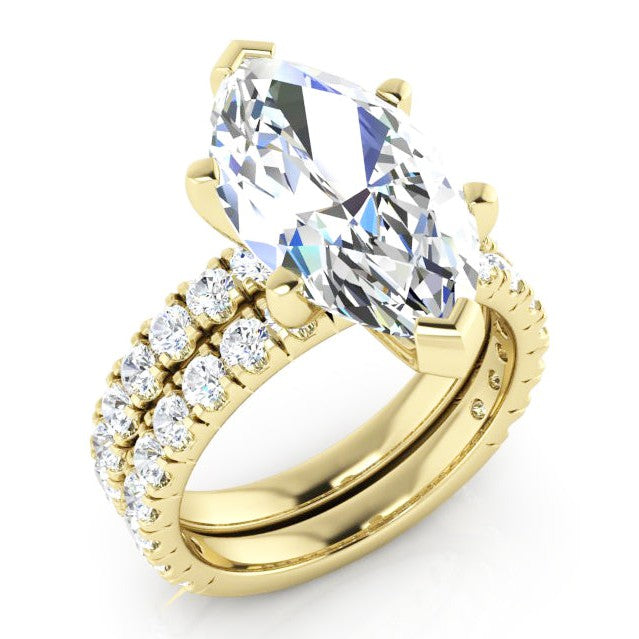 Natuurlijke Diamant Marquise Pave Ring En Band Set