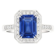Afbeelding in Gallery-weergave laden, Natuurlijke Echte (Niet Labgekweekt) 6 Karaat Elegante Saffier Verlovings-Haloring
