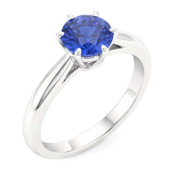 Natuurlijke Echte (Niet Labgekweekt) Dames Gouden Ring Blauwe Saffier Solitaire 1.50 Karaat Geknepen Schacht