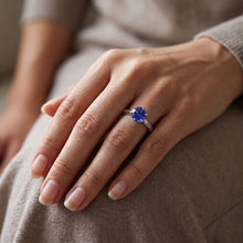 Afbeelding in Gallery-weergave laden, Natuurlijke Echte (Niet Labgekweekt) Dames Gouden Ring Blauwe Saffier Solitaire 1.50 Karaat Geknepen Schacht

