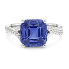Afbeelding in Gallery-weergave laden, Natuurlijke Echte (Niet Labgekweekt) Witgouden Solitaire Blauwe Saffier Ring Met Accenten 4.50 Karaat
