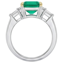 Afbeelding in Gallery-weergave laden, Natuurlijke Groene Smaragd Asscher Geslepen Aarde Gedolven Diamant Ring Voor Vrouwen
