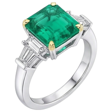 Afbeelding in Gallery-weergave laden, Natuurlijke Groene Smaragd Asscher Geslepen Aarde Gedolven Diamant Ring Voor Vrouwen
