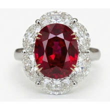 Afbeelding in Gallery-weergave laden, Natuurlijke Robijn En Diamanten Trouwring 5 Karaats Goud 14K
