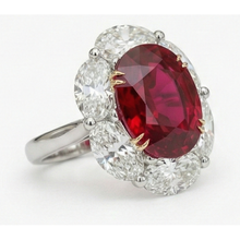 Afbeelding in Gallery-weergave laden, Natuurlijke Robijn En Diamanten Trouwring 5 Karaats Goud 14K
