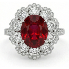 Afbeelding in Gallery-weergave laden, Natuurlijke Robijn En Diamanten Trouwring Wit Goud 14K 4,50 Karaat
