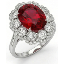 Afbeelding in Gallery-weergave laden, Natuurlijke Robijn En Diamanten Trouwring Wit Goud 14K 4,50 Karaat
