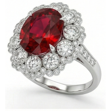 Afbeelding in Gallery-weergave laden, Natuurlijke Robijn En Diamanten Trouwring Wit Goud 14K 4,50 Karaat
