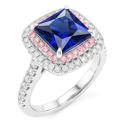 Natuurlijke Saffier Ring 6.50ct - Witgoud 14K