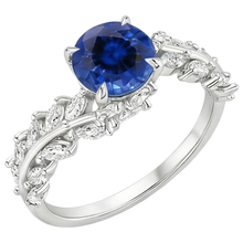 Afbeelding in Gallery-weergave laden, Natuurlijke blauwe saffier &amp; markiezin Natuurlijke echte diamanten ( niet in een laboratorium gekweekt ) ring 3 karaat Nieuw
