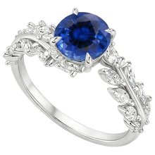 Afbeelding in Gallery-weergave laden, Natuurlijke blauwe saffier &amp; markiezin Natuurlijke echte diamanten ( niet in een laboratorium gekweekt ) ring 3 karaat Nieuw
