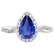 Afbeelding in Gallery-weergave laden, Natuurlijke echte diamant ( niet in het laboratorium gekweekt ) Halo blauwe saffier Solitaire met accenten Ring 5,50 karaat
