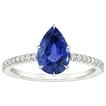Afbeelding in Gallery-weergave laden, Natuurlijke echte diamant ( niet in het laboratorium gekweekt ) &amp; peer Solitaire Ring Blauwe Saffier Met Accenten 5,25 Karaat
