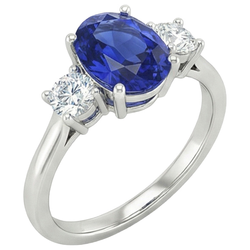 Natuurlijke Saffier Ring 4.45ct - Witgoud 14K