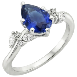 Ring met peervormige blauwe saffier en marquise, ronde uit de a aarde gewonnen diamanten 6.75 karaat