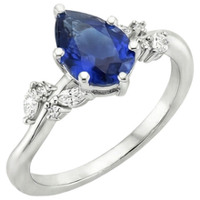 Afbeelding in Gallery-weergave laden, Ring met peervormige blauwe saffier en marquise, ronde uit de a aarde gewonnen diamanten 6.75 karaat
