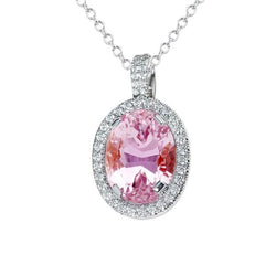 Natuurlijke roze Kunziet diamanten dames ketting hanger 14K goud 16 ct.