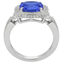 Afbeelding in Gallery-weergave laden, Natuurlijke tanzaniet met Natuurlijke echte diamanten ( niet in een laboratorium gekweekt ) 5,40 ct ring 14K witgoud
