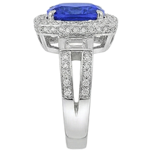 Afbeelding in Gallery-weergave laden, Natuurlijke tanzaniet met Natuurlijke echte diamanten ( niet in een laboratorium gekweekt ) 5,40 ct ring 14K witgoud
