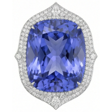 Afbeelding in Gallery-weergave laden, Tanzaniet Met Natuurlijke uit de aarde gewonnen Diamanten 23.75 Ct Ring Witgoud 14K
