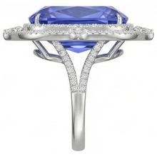 Afbeelding in Gallery-weergave laden, Tanzaniet Met Natuurlijke uit de aarde gewonnen Diamanten 23.75 Ct Ring Witgoud 14K
