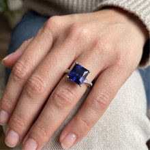 Afbeelding in Gallery-weergave laden, Natuurlijke uit de aarde gewonnen diamanten gouden sieraden prinses blauwe saffierring met accenten 6 karaat

