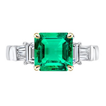 Afbeelding in Gallery-weergave laden, Natuurlijke Groene Smaragd Asscher Geslepen Aarde Gedolven Diamant Ring Voor Vrouwen
