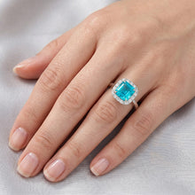 Afbeelding in Gallery-weergave laden, Neon Paraiba Halo Ring – VVS 2 karaat 14K Witgoud
