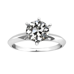 Old Mine Slijpvorm Briljant Enkele Steen Ring – 2 karaat in 14K