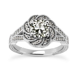 Oud Geslepen Natuurlijke uit de aarde gewonnen Diamanten Halo Ring Bloem Vintage Stijl Gespleten Schacht 4.50 Karaat