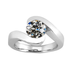 Antiek Cushion Briljant Solitaire Verlovingsring in 14K Witgoud