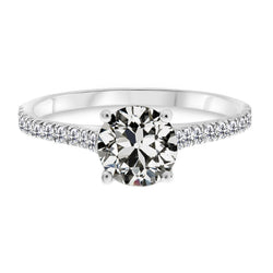 14 Karaat Witgoud Antiek Europees Fijne Diamant Solitaire Ring