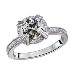 Puur Antiek Europees Fijne Diamant Halo Verlovingsring 3,50