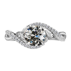 Solitaire met Zijstenen 14K Witgoud met Fijne Diamant – 2 karaat