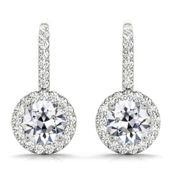 14 Karaat Witgoud Old Mine Slijpvorm Diamant Oorhangers 7,50