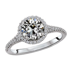 14K Witgoud Antiek Cushion Briljant Halo Verlovingsring 3,50