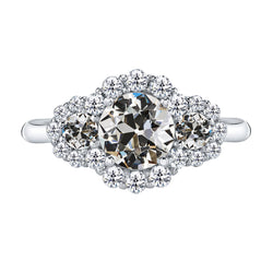 Diamant Halo Ring – Antiek Cushion 2 karaat 14 Karaat Witgoud